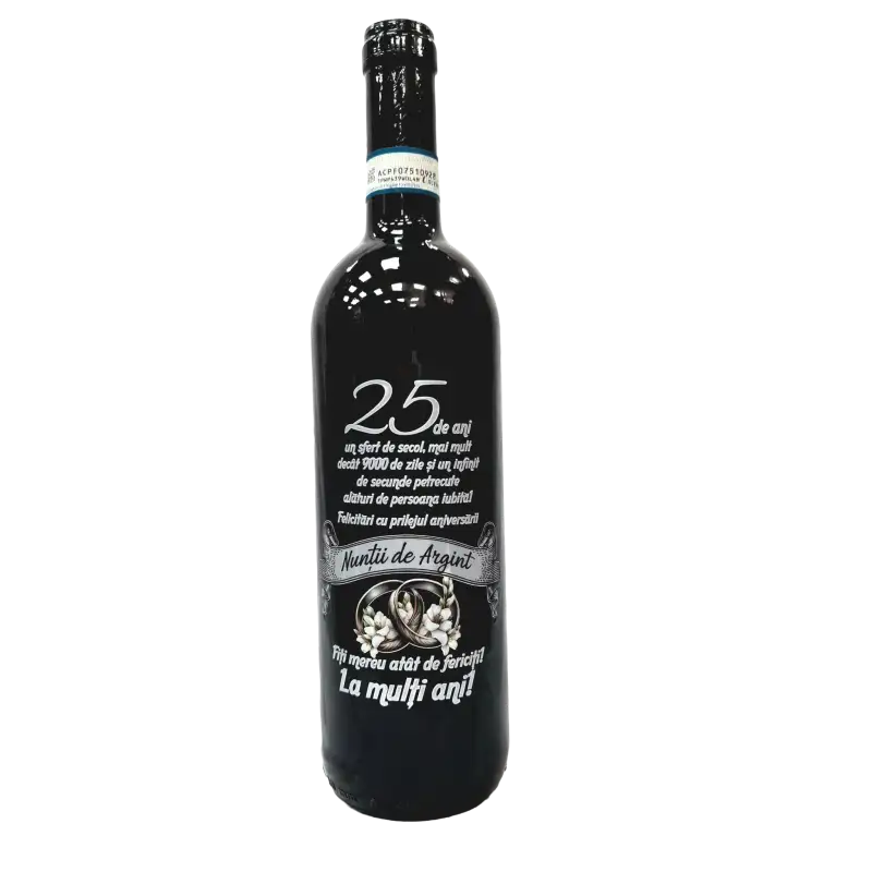 25 de ani nunta de argint, editie limitata, vin rosu cabernet sauvignon, demisec, 750ml, 13.5% alcool